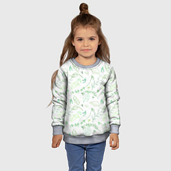 Свитшот детский Хаос из зелёных веток и листьев, цвет: 3D-меланж — фото 2