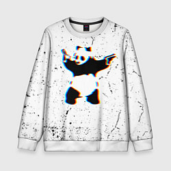 Свитшот детский Banksy Panda with guns Бэнкси, цвет: 3D-белый