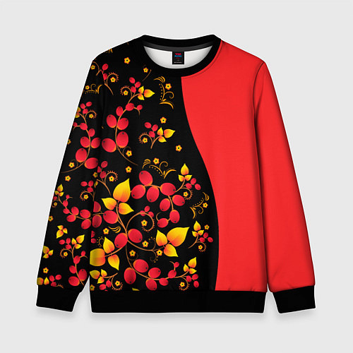 Детский свитшот Хохлома Русская роспись / 3D-Черный – фото 1