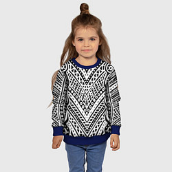 Свитшот детский Абстракция черно-белая Волны, полосы, вензеля Моно, цвет: 3D-синий — фото 2