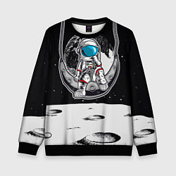 Свитшот детский Космонавт на луне, цвет: 3D-черный