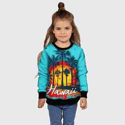 Свитшот детский Hawaii Солнце, Пальмы, цвет: 3D-черный — фото 2