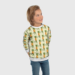 Свитшот детский Побеги ананасов, цвет: 3D-белый — фото 2