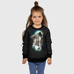 Свитшот детский Волки и Луна Wolves, цвет: 3D-черный — фото 2