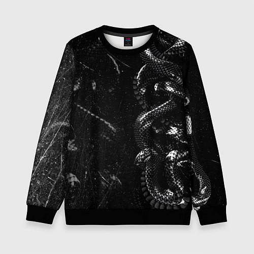 Детский свитшот Змеиный Паттерн Snake Black / 3D-Черный – фото 1