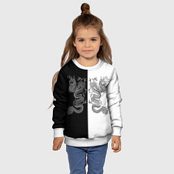 Свитшот детский Double Dragon Дракон Чб, цвет: 3D-белый — фото 2