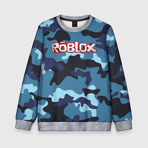 Детский свитшот Roblox Камуфляж Тёмный Синий / 3D-Меланж – фото 1