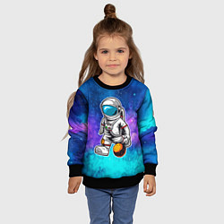 Свитшот детский Космонавт играет планетой, цвет: 3D-черный — фото 2