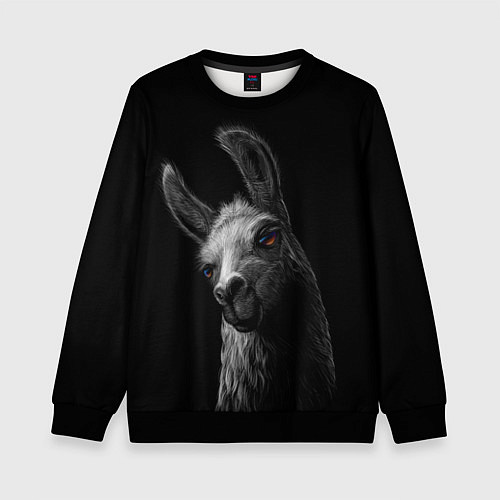 Детский свитшот Портрет милой ламы / 3D-Черный – фото 1