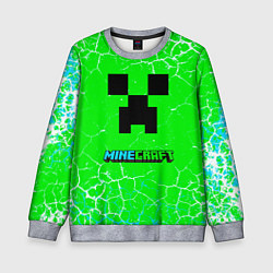 Свитшот детский Minecraft зеленый фон, цвет: 3D-меланж