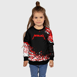 Свитшот детский Metallica текстура белая красная, цвет: 3D-черный — фото 2