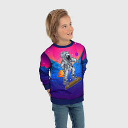 Свитшот детский Космонавт прыгает на скейте, цвет: 3D-синий — фото 2
