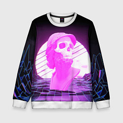 Свитшот детский Vaporwave Skull Психоделика, цвет: 3D-белый