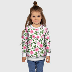 Свитшот детский Распустившиеся розы, цвет: 3D-белый — фото 2