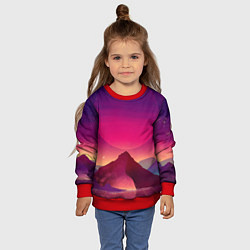 Свитшот детский Горы Космос Neon Психоделика, цвет: 3D-красный — фото 2