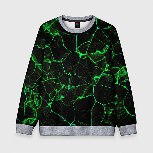Детский свитшот Абстракция - Черно-зеленый фон - дым / 3D-Меланж – фото 1