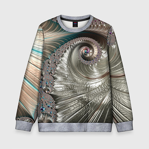 Детский свитшот Fractal pattern Spiral Серебристый фрактал спираль / 3D-Меланж – фото 1