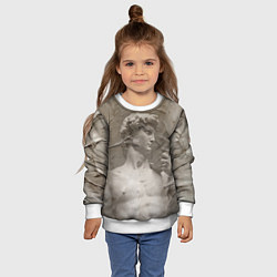 Свитшот детский Микеланджело Буонарроти Давид Пост-арт Michelangel, цвет: 3D-белый — фото 2