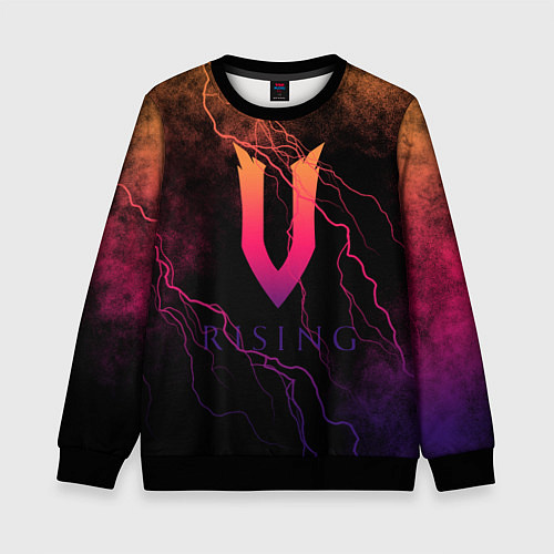 Детский свитшот V Rising молнии / 3D-Черный – фото 1