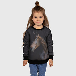Свитшот детский Лошадь Благородство, цвет: 3D-черный — фото 2