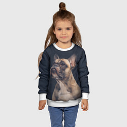 Свитшот детский Голова французского бульдога, цвет: 3D-белый — фото 2