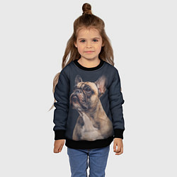 Свитшот детский Голова французского бульдога, цвет: 3D-черный — фото 2