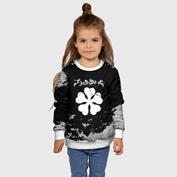 Свитшот детский Белый логотип black clover чёрный клевер, цвет: 3D-белый — фото 2