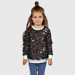 Свитшот детский Паттерн милые животные и сердечки, цвет: 3D-белый — фото 2