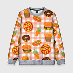 Детский свитшот PIZZA DONUT BURGER FRIES ICE CREAM pattern