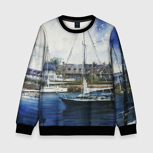 Детский свитшот Во французской гавани / 3D-Черный – фото 1