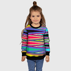 Свитшот детский Разноцветный радужный полосатый принт, цвет: 3D-черный — фото 2