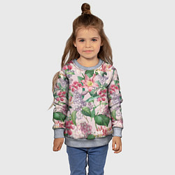 Свитшот детский Цветы Розовые Лилии и Сирень, цвет: 3D-меланж — фото 2