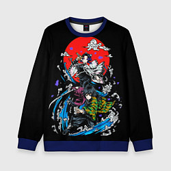 Свитшот детский Шинобу Кочо Гию Томиока КЛИНОК РАССЕКАЮЩИЙ ДЕМОНОВ, цвет: 3D-синий