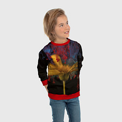 Свитшот детский Многоцветный абстрактный цветок, цвет: 3D-красный — фото 2