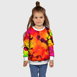 Свитшот детский НЕОНОВЫЕ ГРАДИЕНТНЫЕ 3D гексаэдры, цвет: 3D-белый — фото 2