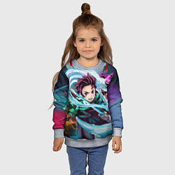 Свитшот детский ТАНДЖИРО КЛИНОК, РАССЕКАЮЩИЙ ДЕМОНОВ DEMON SLAYER, цвет: 3D-меланж — фото 2