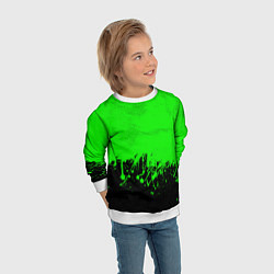 Свитшот детский САЛАТОВЫЕ НЕОНОВЫЕ БРЫЗГИ КРАСКИ, цвет: 3D-белый — фото 2
