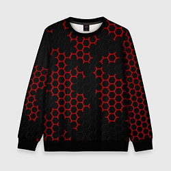 Свитшот детский НАНОКОСТЮМ Black and Red Hexagon Гексагоны, цвет: 3D-черный