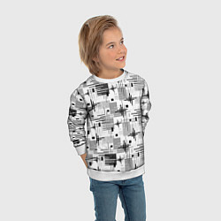 Свитшот детский Черно белый ретро геометрический узор, цвет: 3D-белый — фото 2