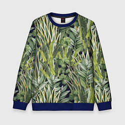 Свитшот детский Экзотические Летние Цветы и Листва, цвет: 3D-синий