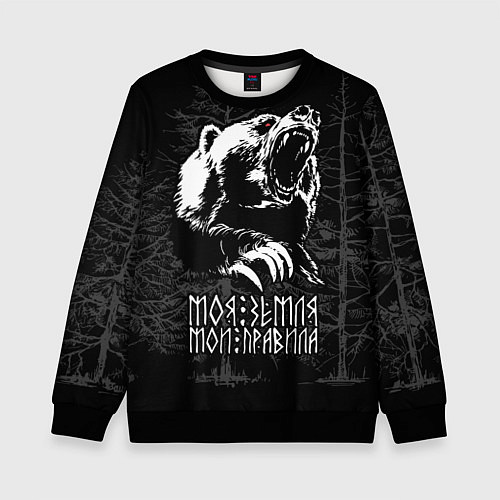 Детский свитшот Моя земля - мои правила / 3D-Черный – фото 1