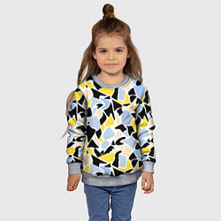 Свитшот детский Абстрактный узор в желто-голубых тонах на черном ф, цвет: 3D-меланж — фото 2