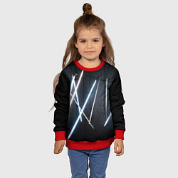 Свитшот детский Неоновые лампы во тьме - Голубой, цвет: 3D-красный — фото 2