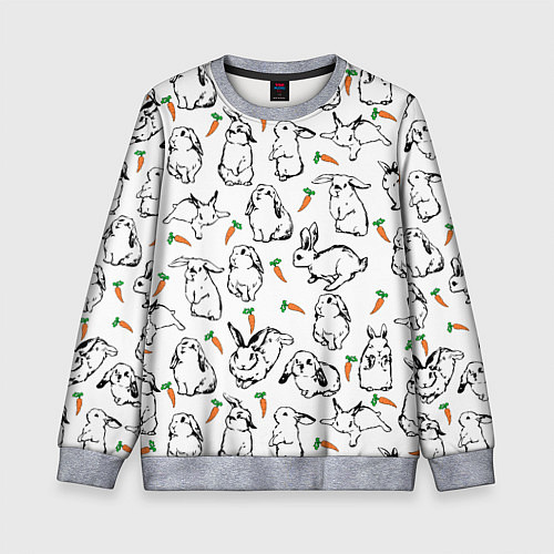 Детский свитшот Зайцы с морковками / 3D-Меланж – фото 1