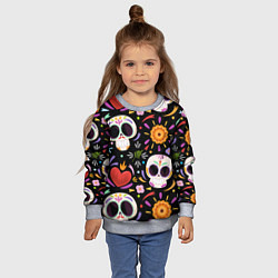 Свитшот детский Веселые черепа в цветах, цвет: 3D-меланж — фото 2