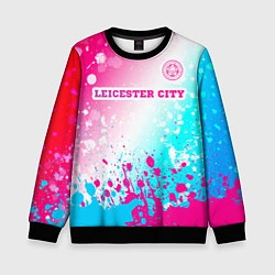 Свитшот детский Leicester City Neon Gradient, цвет: 3D-черный