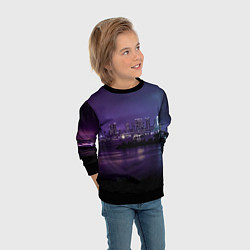 Свитшот детский Неоновый город с рекой - Фиолетовый, цвет: 3D-черный — фото 2