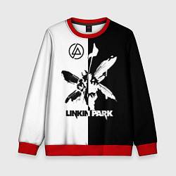 Свитшот детский Linkin Park логотип черно-белый, цвет: 3D-красный