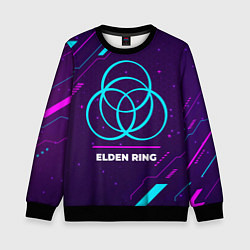 Свитшот детский Символ Elden Ring в неоновых цветах на темном фоне, цвет: 3D-черный