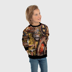 Свитшот детский Механистическая композиция из шестерёнок и цепей С, цвет: 3D-черный — фото 2